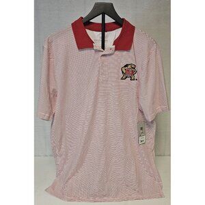 Colosseum Maryland Terrapins Red & White Horizontal Pin Striped Polo NWT Mens Lg
